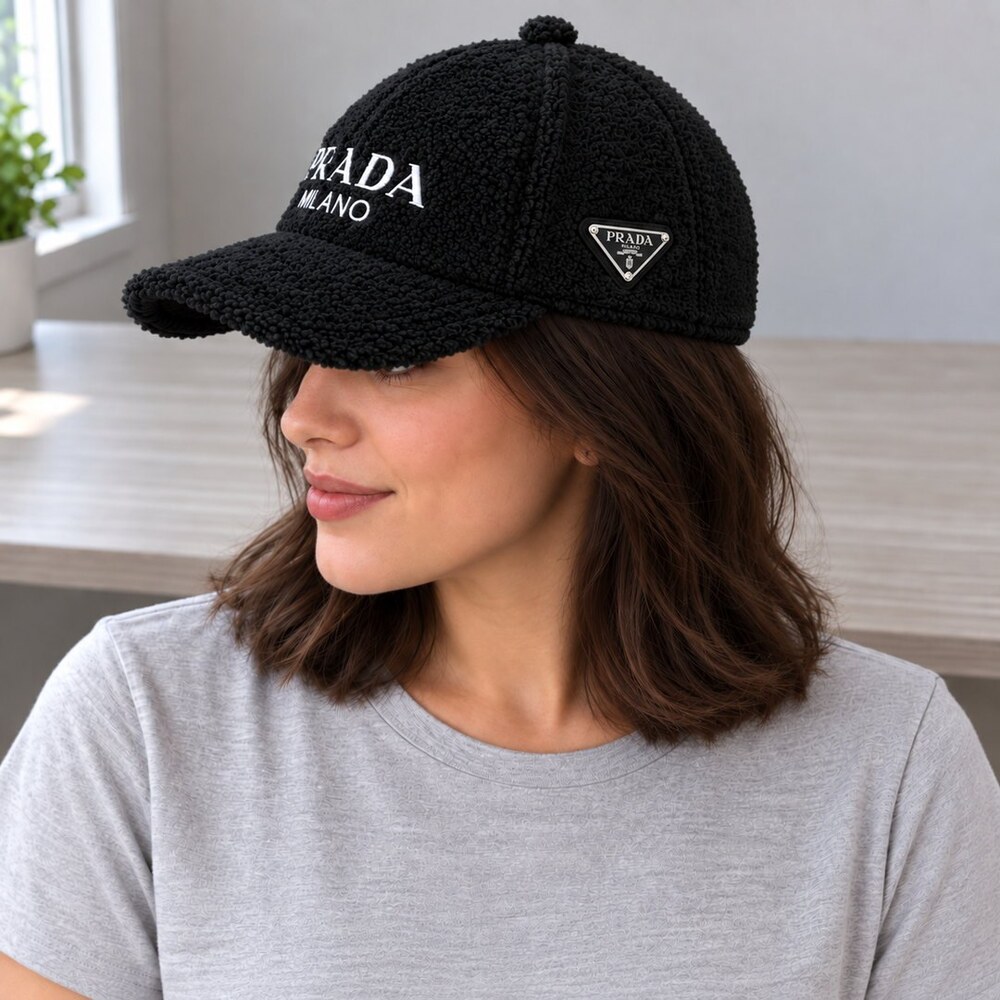 Prada Black Textured Logo Baseball Cap - Picture 3 of 6